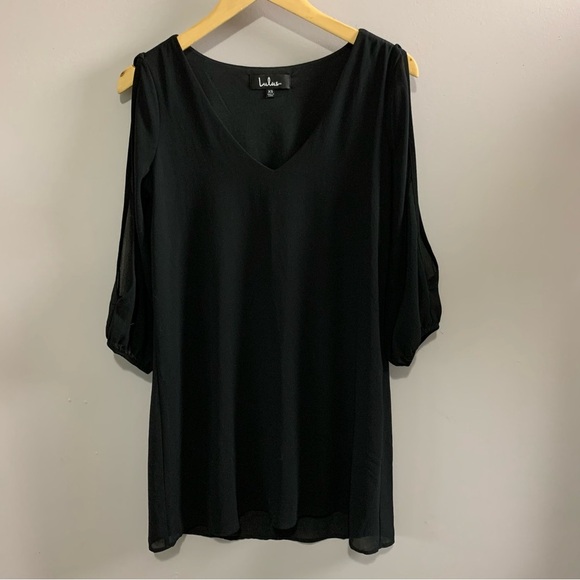 Lulus Shifting Dears Black Long Sleeve Dress  - M - Picture 3 of 9